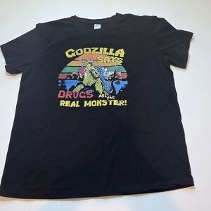 Black Graphic T-Shirt - Godzilla Design